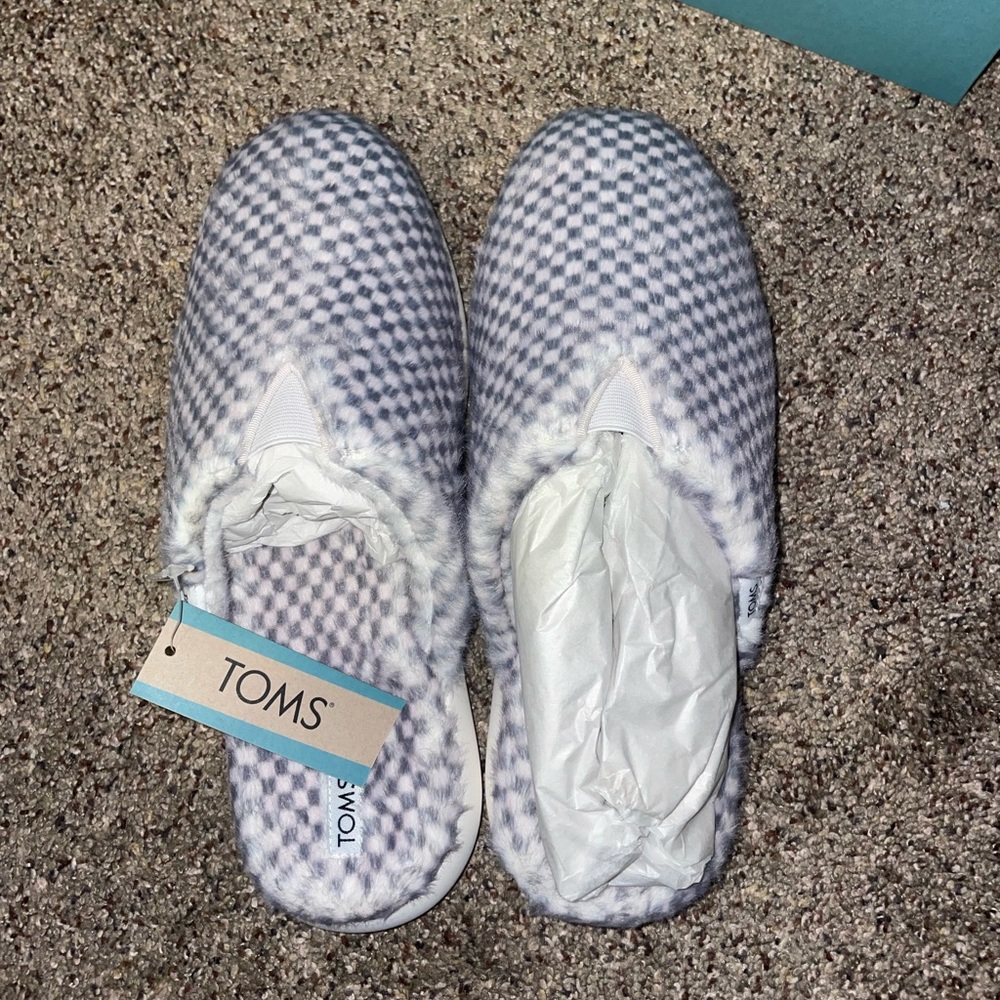 TOMS Women Alpargata Mallow Mule// COLOR: Lunar Grey Check Faux Mohair